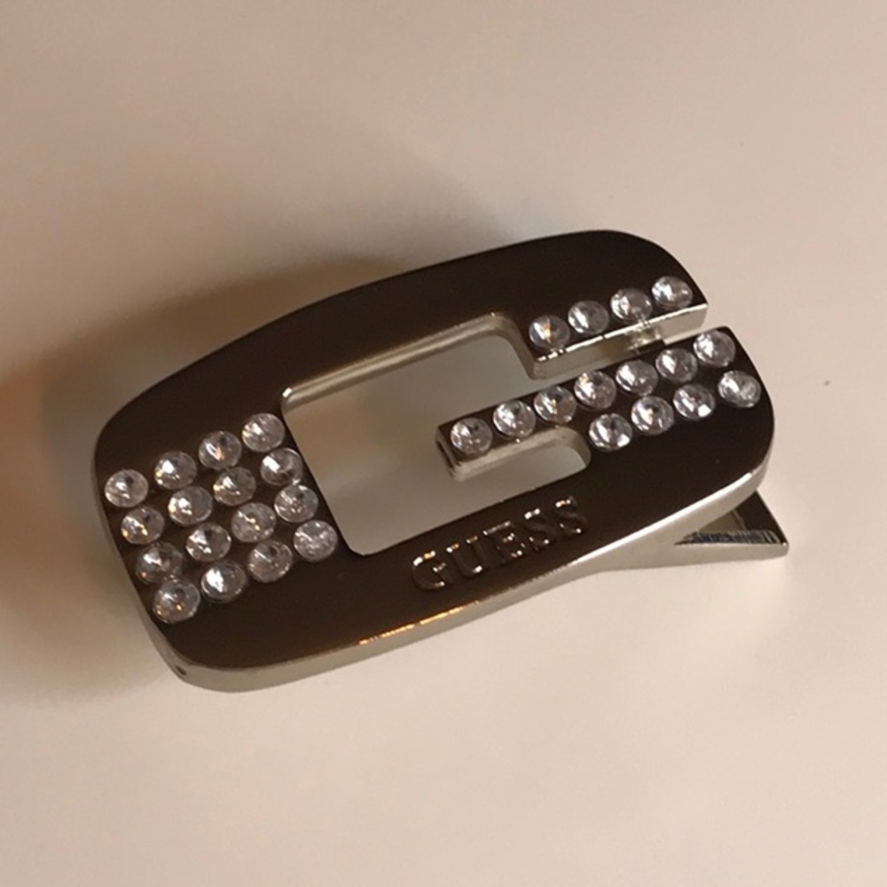 Guess Rhinestone set in Metal Belt Buckle.